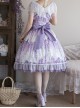 Elegant Floral Print Decoration Jacquard Lace Neckline Bow Pearl Classic Lolita Dress