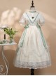 Delicate Lace Jacquard Embroidery Crinkled Mesh Fabric Sexy Deep V Neckline Design Ribbon Bow Decoration Classic Lolita Dress