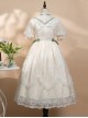 Delicate Lace Jacquard Embroidery Crinkled Mesh Fabric Sexy Deep V Neckline Design Ribbon Bow Decoration Classic Lolita Dress