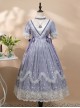 Delicate Lace Jacquard Embroidery Crinkled Mesh Fabric Sexy Deep V Neckline Design Ribbon Bow Decoration Classic Lolita Dress