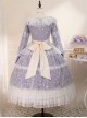 Delicate Ornate Pleated Embroidered Lace Layered Hem Cross Straps Bow Knot Classic Lolita Long Sleeve Dress