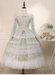 Delicate Ornate Pleated Embroidered Lace Layered Hem Cross Straps Bow Knot Classic Lolita Long Sleeve Dress