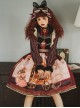 Dark Gothic Strange Circus Skeleton Pattern Print Trim Lolita Pleated Lace Slip Dress