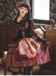 Gothic Strange Circus Skeleton Pattern Print Trim Tight Velvet Vest Pleated Hem Cross Straps Belt Lolita Dress