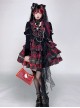 Metal Rock Style Plaid Decoration Layered Hem Mesh Bowknot Trim Gothic Punk Lolita Sleeveless Dress