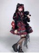 Metal Rock Style Plaid Decoration Layered Hem Mesh Bowknot Trim Gothic Punk Lolita Sleeveless Dress