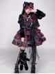 Metal Rock Style Plaid Decoration Layered Hem Mesh Bowknot Trim Gothic Punk Lolita Sleeveless Dress