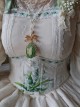 Elegant And Delicate Lily Of The Valley Embroidery Ruched Jacquard Lace Trim Classic Lolita White Fish Bone Girdle