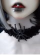 Dark Gothic Handmade Spider Cut Pleated Lace Trim Lolita Necklace