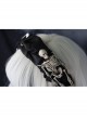 Halloween Skull Decoration Gothic Dark Style Crumpled Ribbon Metal Large Pin Decor Lolita Headband