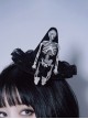 Gothic Style Black Pointed Shape Top Hat Skull Skeleton Decoration Pleated Lace Lolita Hair Clip