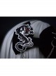 Dark Flannel Chinese Style Dragon Shape Embroidery Cut Decoration Metal Chain Gothic Lolita Bow Knot Hairpin