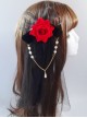 Lace Three-Dimensional Rose Decoration Pearl Chain Decoration Classic Lolita Veil Hair Clip