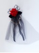 Lace Three-Dimensional Rose Decoration Pearl Chain Decoration Classic Lolita Veil Hair Clip