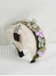 French Vintage Velvet Pleated Lace Trim Flowers Bow Classic Lolita Headband