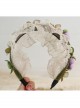 French Vintage Velvet Pleated Lace Trim Flowers Bow Classic Lolita Headband