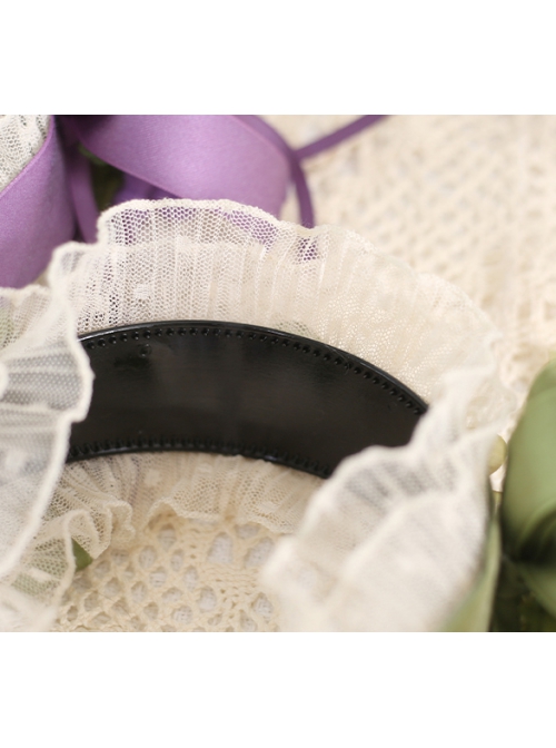 Vintage Pleated Ribbon Bow Knot Decoration Three-Dimensional Grape Folds Lace Classic Lolita Headbands