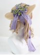 Classic Lolita Retro French Pastoral Style Exquisite Flowers Grape Decoration Ribbon Bow Knot Flat Hat