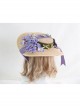 Classic Lolita Retro French Pastoral Style Exquisite Flowers Grape Decoration Ribbon Bow Knot Flat Hat