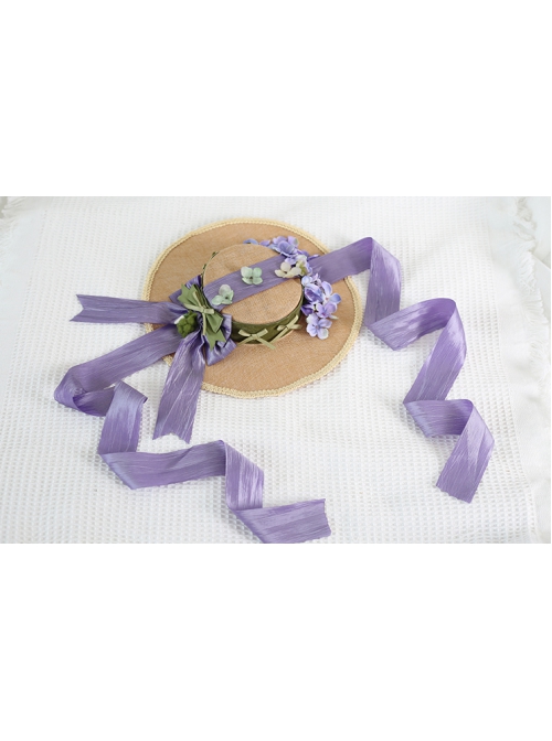 Classic Lolita Retro French Pastoral Style Exquisite Flowers Grape Decoration Ribbon Bow Knot Flat Hat