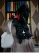 Dark Halloween Series Bat-Shaped Design Cut Bell Bow Knots Lace Decoration Classic Lolita Cat Ear Headband