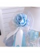 Blue Ornate Jacquard Embroidery Lace Trim Jewelry Bow Knot Decorative Flower Bow On The Back Classic Lolita Kid Dress