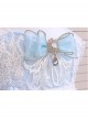 Blue Ornate Jacquard Embroidery Lace Trim Jewelry Bow Knot Decorative Flower Bow On The Back Classic Lolita Kid Dress