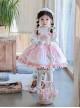 Plush Tulip Pattern Decoration Polka-Dot Hem Pleated Bow Knot Classic Lolita Pink Cute Suspender Dress