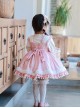 Plush Tulip Pattern Decoration Polka-Dot Hem Pleated Bow Knot Classic Lolita Pink Cute Suspender Dress