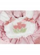 Plush Tulip Pattern Decoration Polka-Dot Hem Pleated Bow Knot Classic Lolita Pink Cute Suspender Dress