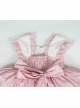 Plush Tulip Pattern Decoration Polka-Dot Hem Pleated Bow Knot Classic Lolita Pink Cute Suspender Dress