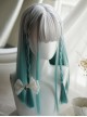 Trendy Green Gradient Long Straight Hair Silver Gray Air Bangs Decoration Classic Lolita Long Wig