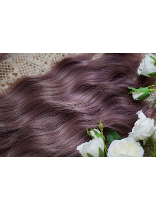 Classic Lolita Elegant Purple Gradient Wavy Curly Hair Air Bangs Decoration Long Wig