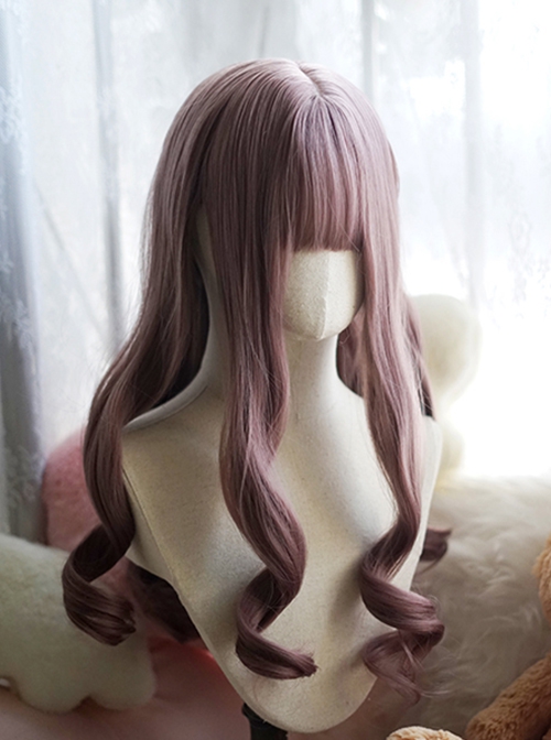 Purple Big Wavy Curly Hair Cute Air Bangs Decoration Classic Lolita Long Wig