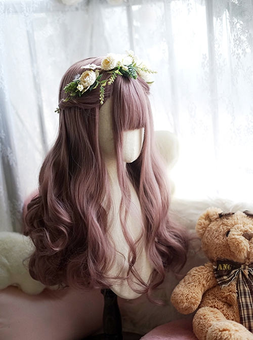 Purple Big Wavy Curly Hair Cute Air Bangs Decoration Classic Lolita Long Wig