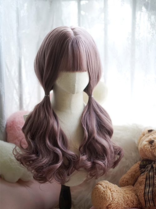 Purple Big Wavy Curly Hair Cute Air Bangs Decoration Classic Lolita Long Wig