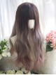 Classic Lolita Gray-Brown Gradient Natural Long Curly Hair Air Bangs Long Wig