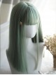 Classic Lolita Fashionable Green Long Straight Hair Natural Air Bangs Wig