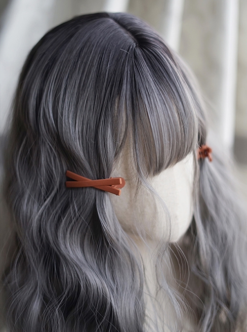 Cute Wavy Curly Hair Gray Gradient Short Hair Classic Lolita Air Bangs Short Wig