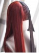 Classic Lolita Red And Black Stitching Fashion Long Straight Hair Air Bangs Decoration Long Wig