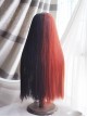 Classic Lolita Red And Black Stitching Fashion Long Straight Hair Air Bangs Decoration Long Wig
