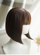 Cute Japanese Inner Buckle Short Hair Daily Natural Air Bangs Classic Lolita Brown Wig