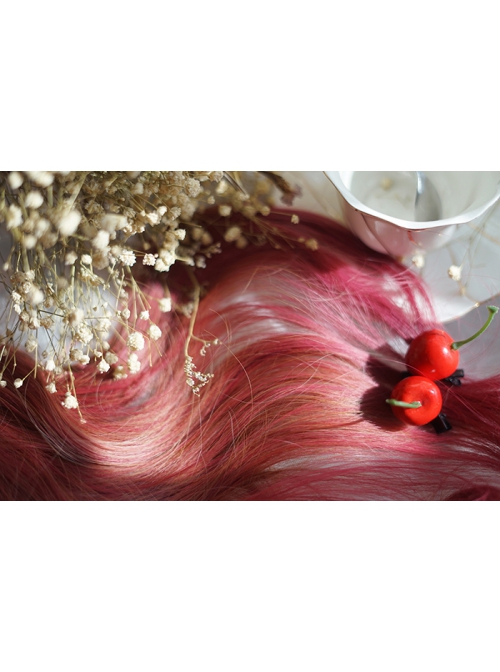 Cute Natural Red Gradient Wavy Curl Long Hair Classic Lolita Wig