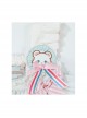 Cute Bear Pattern Print Plush Ball Crinkled Bow Trim Irregular Hem Sweet Lolita Kid Princess Slip Dress