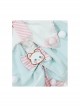 Cute Bear Pattern Print Plush Ball Crinkled Bow Trim Irregular Hem Sweet Lolita Kid Princess Slip Dress