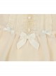 Champagne Delicate Lace Jacquard Bear Embroidery Pleated Bow Knot Decoration Classic Lolita Kid Doll Neck Buttons Long Sleeve Shirt