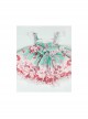 Pink Strawberry Cake Cute Rabbit Pattern Print Pleated Bow Lace Decoration Classic Lolita Kid Dress