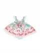 Pink Strawberry Cake Cute Rabbit Pattern Print Pleated Bow Lace Decoration Classic Lolita Kid Dress