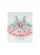 Pink Strawberry Cake Cute Rabbit Pattern Print Pleated Bow Lace Decoration Classic Lolita Kid Dress