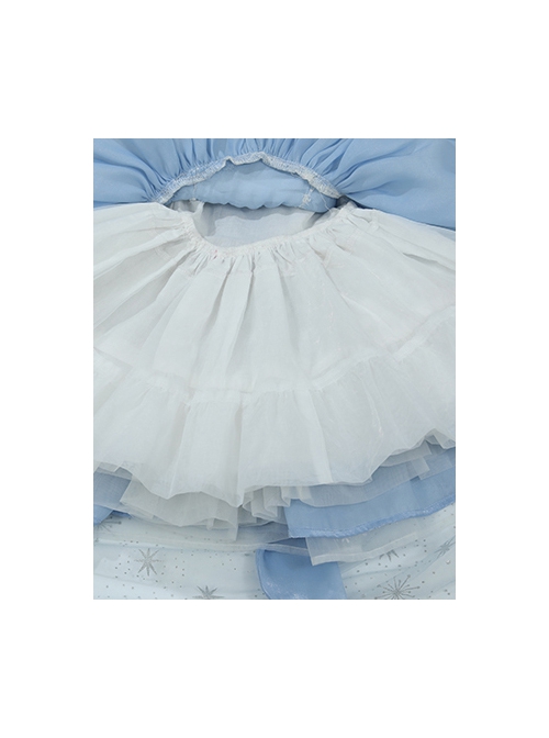 Light Baby Blue Ruffled Tulle Trim, Frill Trim, Pleated Mesh Trim